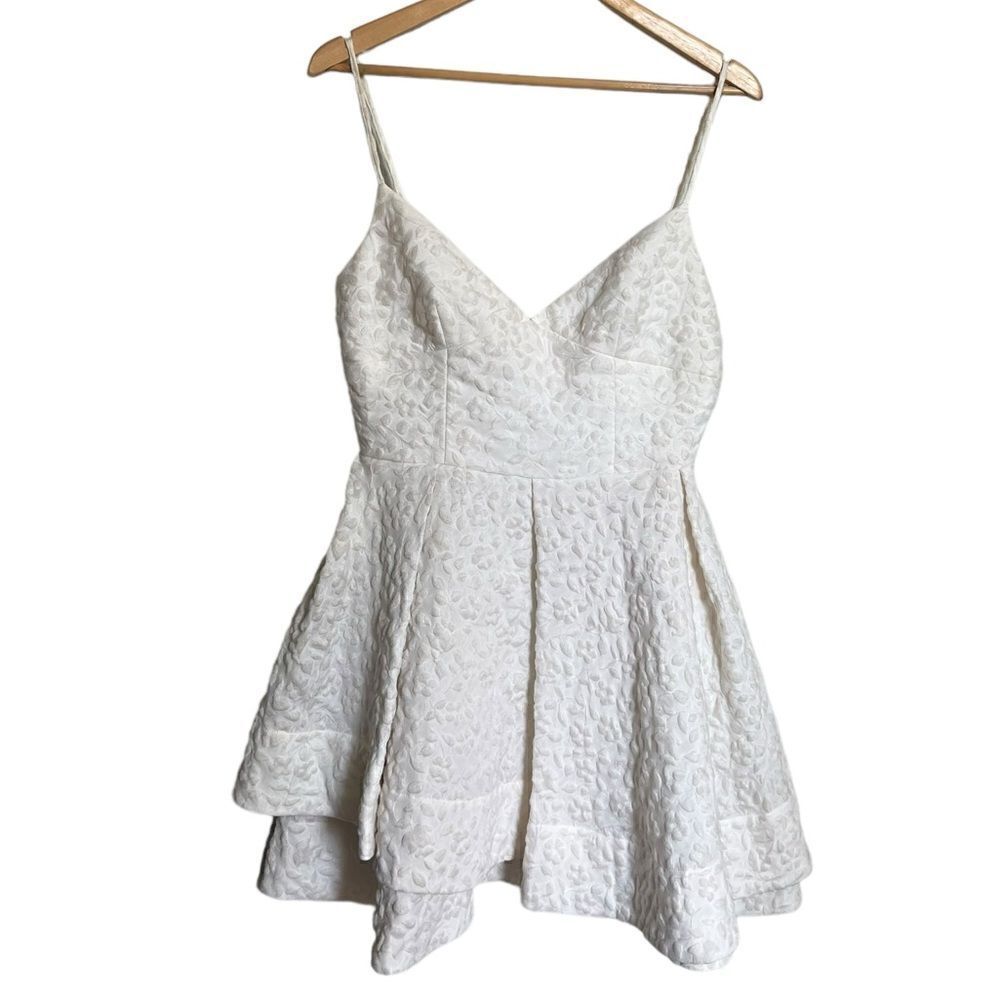 NWT Alex Perry “Stevie” White Textured Jacquard Fit & Flare Mini Dress Size 10
